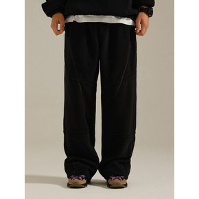 Fleece String Wide Pants Black