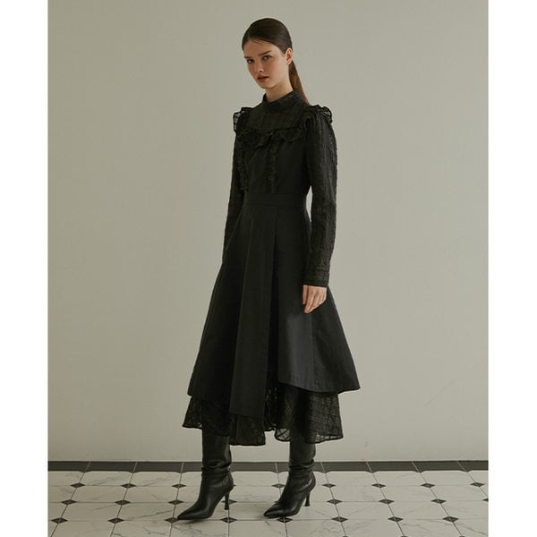 [시흥점] 여성 프릴 포인트 시스루 믹스 롱 원피스 (EQ4WO261)