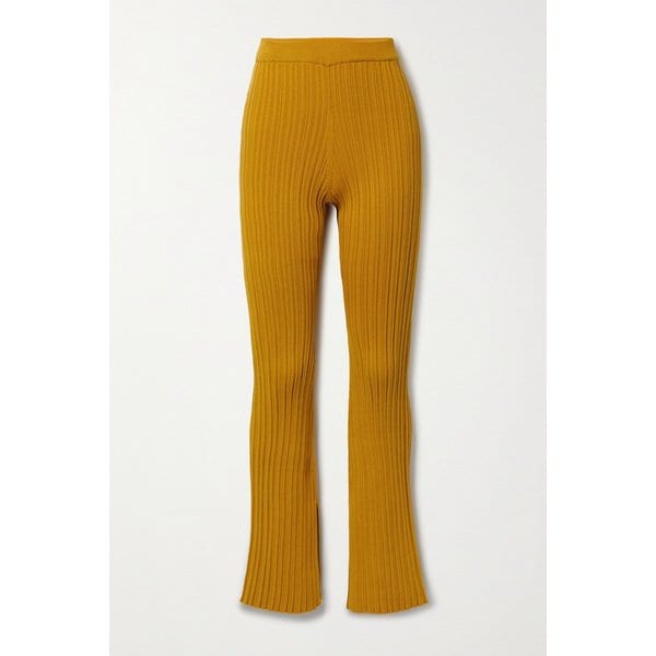 아담 립스 Ribbed Cotton-blend Flared Pants 옐로 11452292646644428