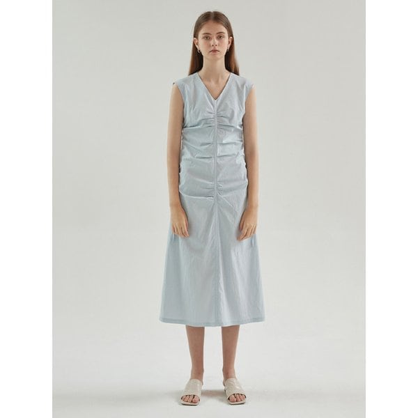 엘라 셔링 민소매 슬리브리스 원피스_블루