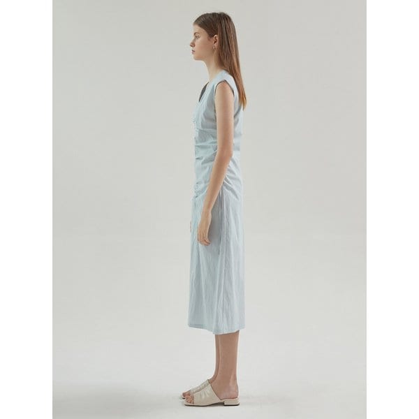 엘라 셔링 민소매 슬리브리스 원피스_블루