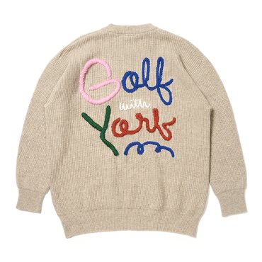 욜프 KNIT CREWNECK LETTER BEIGE 니트 크루넥 레터 베이지