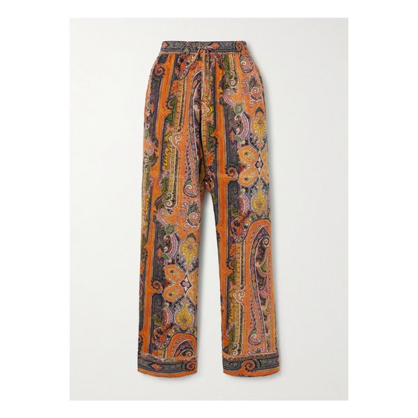 시드나 프린트 실크 보일 와이드 팬츠 오렌지 46376663162844322