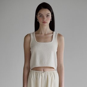 TERRY SQUARE NECK CROP SLEEVELESS IVORY