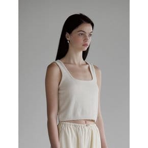 TERRY SQUARE NECK CROP SLEEVELESS IVORY