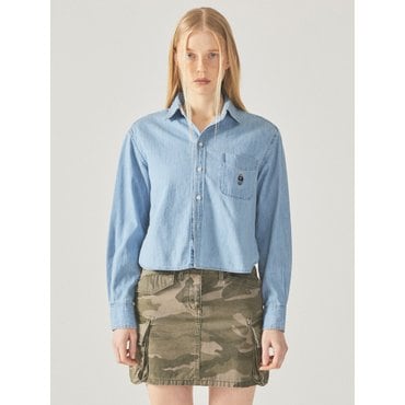후아유 Steve Crop Denim Shirts WHYJF2334F