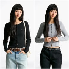 여성 슬림 립 스냅 버튼 탑 T32F0TTO01TWT2 TOMMY JEANS