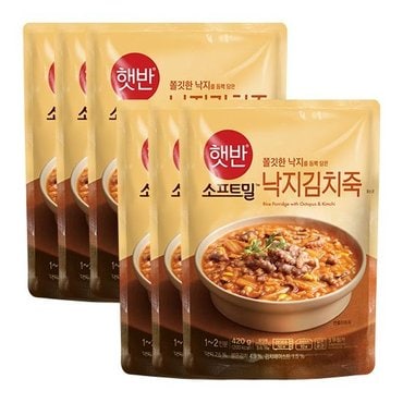 CJ제일제당 햇반죽 낙지김치죽 420g x 6개