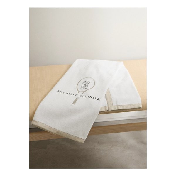 브루넬로쿠치넬리 리넨 트리밍 자수 테리 코튼 타월 화이트 1647597331850462