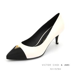 (VICTOR CHOI & james) W21P102 블랙 (6cm) / 투톤V포인트 펌프스