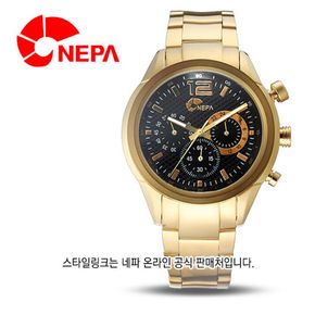 [온라인공식판매처] NEPA 네파 크로노그래프 스포츠 메탈시계 N5010M-GOLD