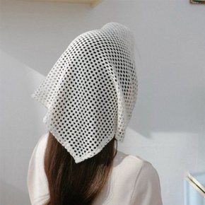 여자 여름 네트 헤어 커치프 바캉스룩 삼각형 두건