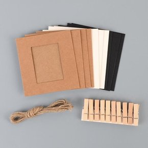 소 10P DIY 사진그림보관 종이액자 나무집게 마끈세트 (52340818)