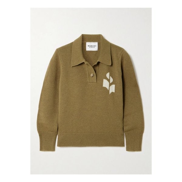 에뜨왈 노라 인타르시아 코튼 울 혼방 폴로 스웨터 밀리터리 그린 46376663162889658