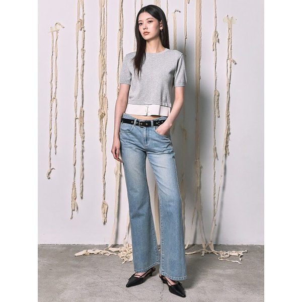 [Cotton+] Half Sleeve Knit Pullover  Light Grey (KE6251M012)