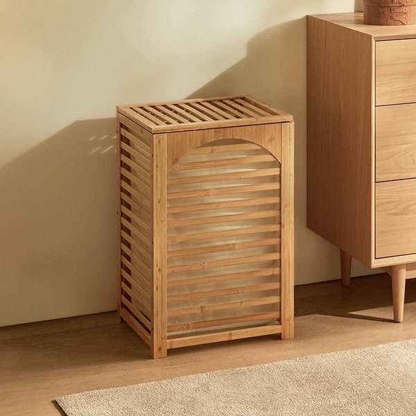 뱀부 원목 런드리햄퍼