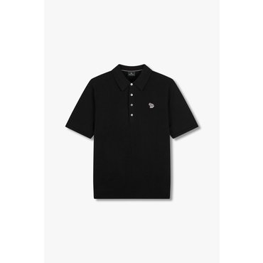 폴스미스 피에스 지브라 패치 블랙 코튼 반팔 카라 니트 5735128111