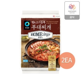 청정원 호밍스 밀키트 햄&고기 듬뿍 부대찌개 600g x2개 +(증)치즈닭갈비220g