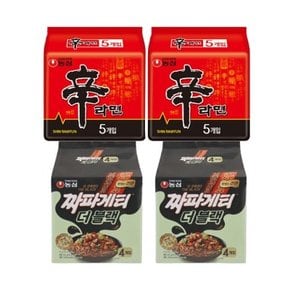 신신짜블2 라면 (농심 짜파게티 더 블랙 116g 4개입 2개+신라면 120g