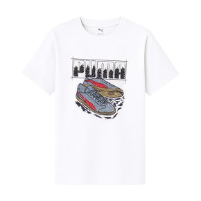푸마 그래픽 스니커 B 키즈 반팔티 화이트 689939-02