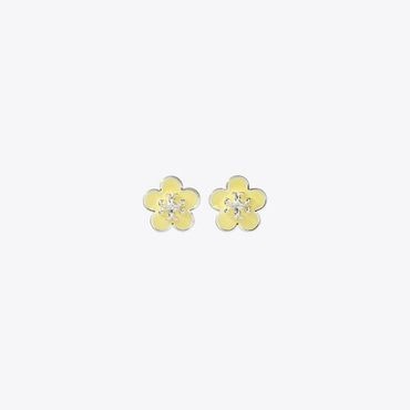 토리버치 [시즌오프40%]토리버치 키라 에나멜 플라워 스터드 이어링 - 라이트 실버 / 옐로우