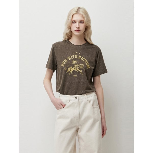 홀스 프린트 반팔 티셔츠_BR