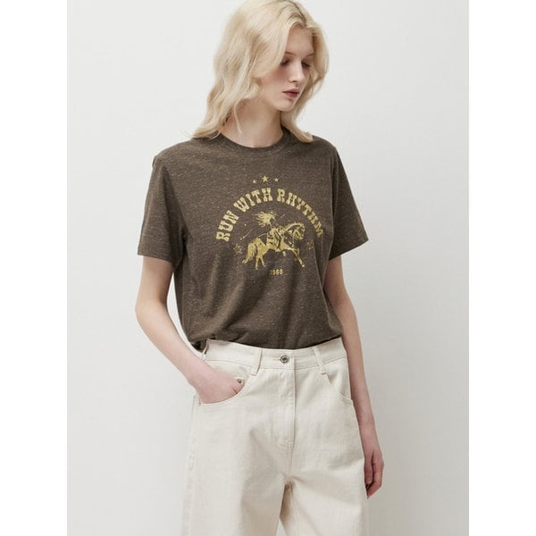 홀스 프린트 반팔 티셔츠_BR