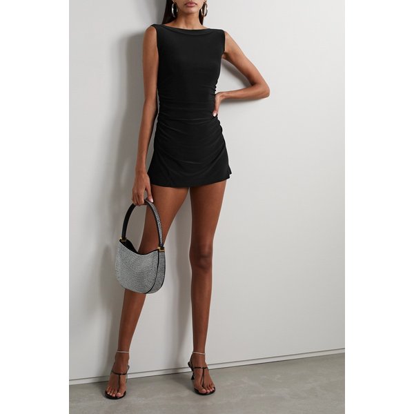 노마카말리 주름 스트레치 저지 미니 드레스 블랙 1647597303423554
