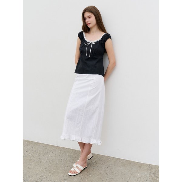 프릴 슬릿 데일리 스커트 Frill slit daily skirt White