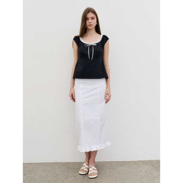 프릴 슬릿 데일리 스커트 Frill slit daily skirt White
