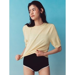 Boucle Puffed Sleeve Knit Top