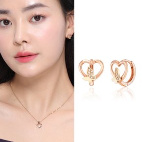 14K 골드 금 귀걸이 원터치 링 나비 하트