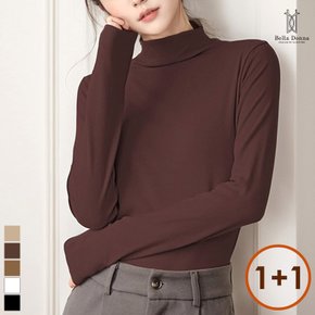1+1 벨라도나 여성 겨울 캐주얼 솔리드 반목폴라 긴팔티셔츠 모크넥 터틀넥 이너티 Bon-2567s(U)