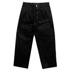BLACK COATED CRASHED PANTS