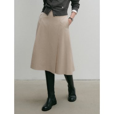 룩캐스트 린다 미디 턱 플레어 울 스커트 / LINDA MIDI TUCK FLARE WOOL SKIRT_3colors