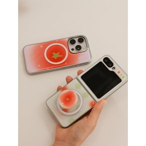 Fruits Club 맥세이프 에폭시 실버 범퍼 Z Flip 케이스 (Tomato Pop)
