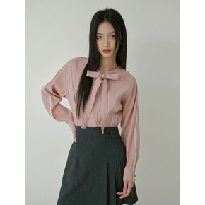 RIBBON TIE LACE DART BLOUSE_PINK