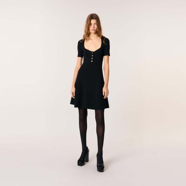 마쥬 [시즌오프 30%] 클로버 스퀘어넥 리브드 드레스