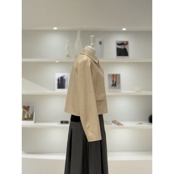 [여주점] 여성 크롭 신세틱 레더 자켓 (L261PSG652)