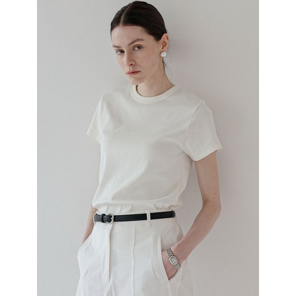 컬러 코튼 반팔 티셔츠_ivory