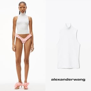 alexanderwang 알렉산더왕 심리스 골지 나일론 소재의 모크넥 화이트 탱크탑