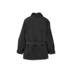 SHAWL COLLAR SUEDE SHEARLING COAT (BLACK)