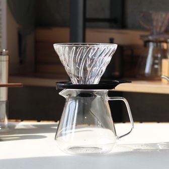  하리오 V60 글라스 드리퍼 핸드드립세트 1-4인 블랙