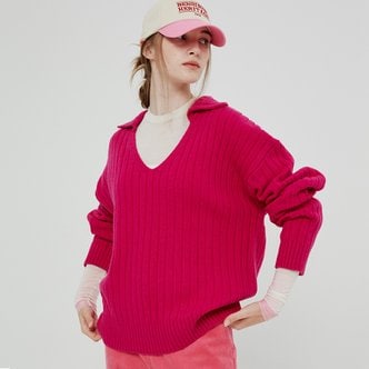 벤시몽 [21FW] WIDE COLLAR KNIT - HOT PINK