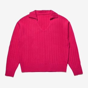 [21FW] WIDE COLLAR KNIT - HOT PINK