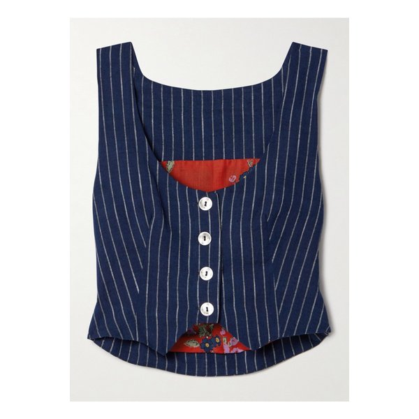 알릭스오브보헤미아 모시 핀스트라이프 코튼 캔버스 베스트 블루 1647597336860342