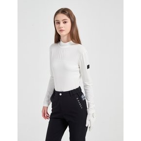 Signature Cross-Over Basic Mock-neck Shirts (White)