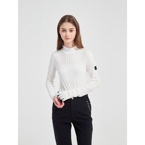 Signature Cross-Over Basic Mock-neck Shirts (White)