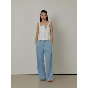 Cool Summer Denim Two-tuck Wide Pants