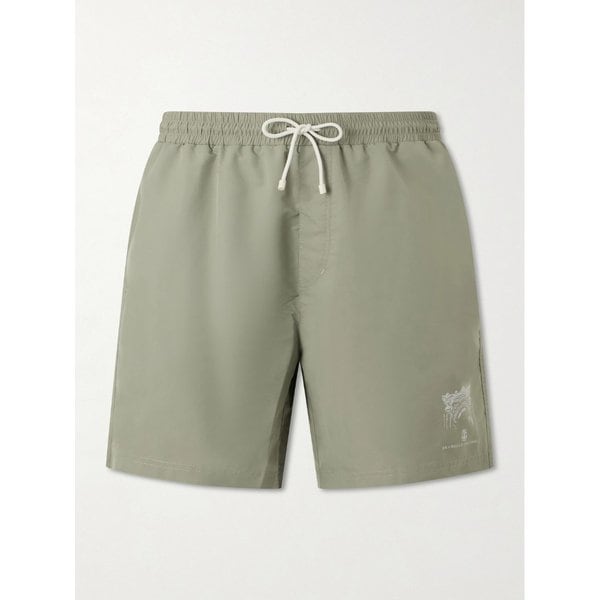 브루넬로쿠치넬리 스트레이트 레그 미드 렝스 로고 프린트 스윔 쇼츠 46376663163115436